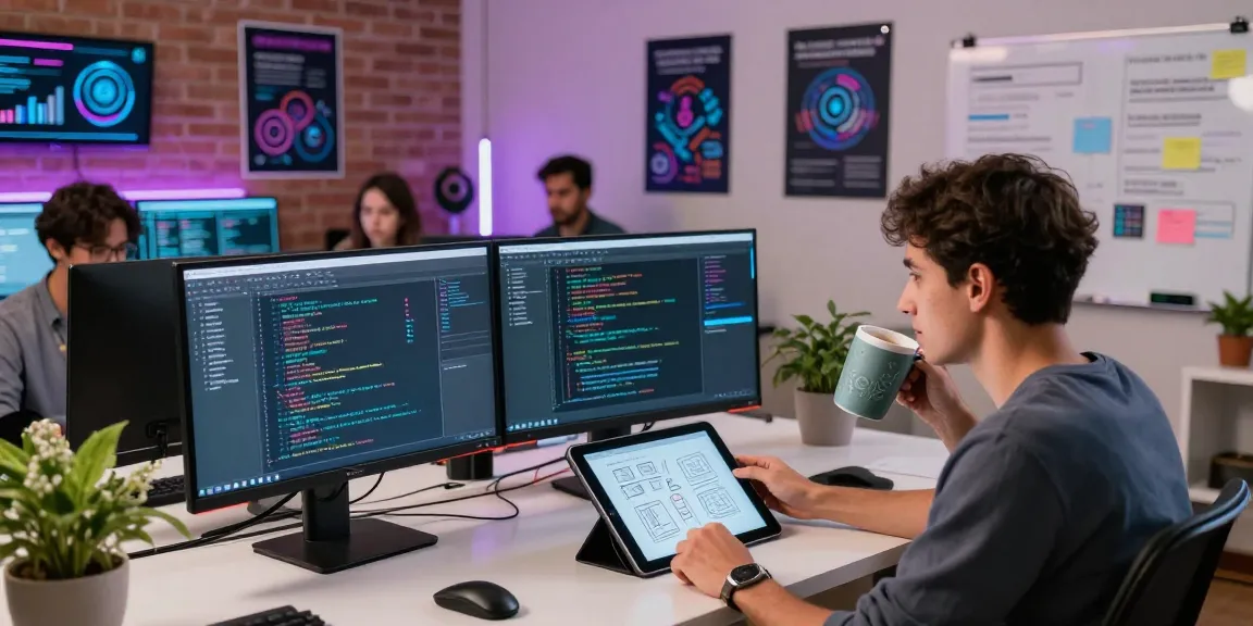 Dynamic development studio showcasing CrushonAI's innovative collaboration on AI software projects.