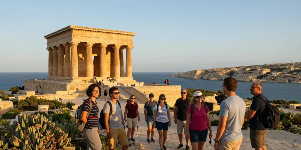 Participants on a Malta Gozo tour discovering the island's beauty and historical sites.