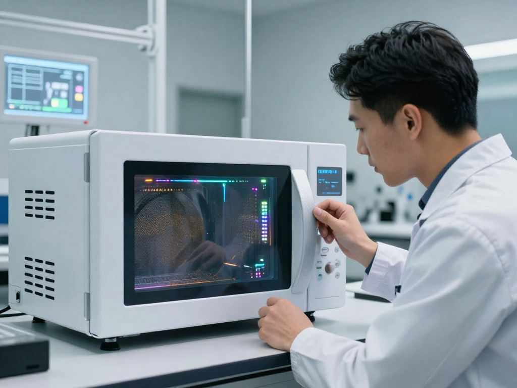 Mikrowellen-Therapie Technologie für modernen Holzschutz, optimiert für digitale Plattformen.
