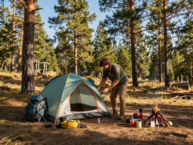 Preparing for rokok 88 camping adventure with gear and tent.