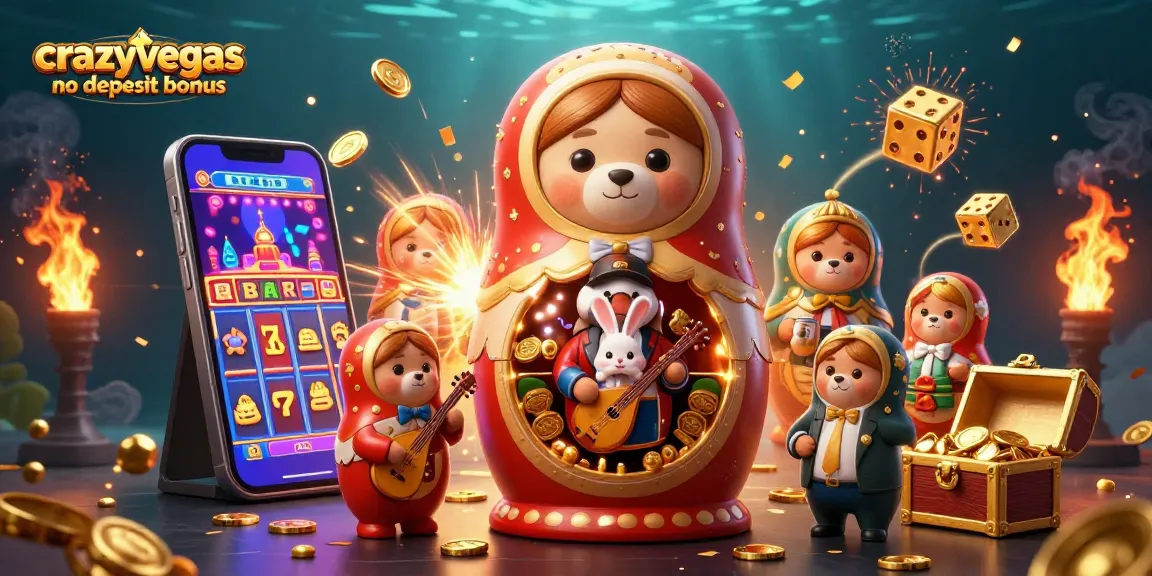 Spin to win at crazyvegas no deposit bonus with vibrant casino elements and playful characters!