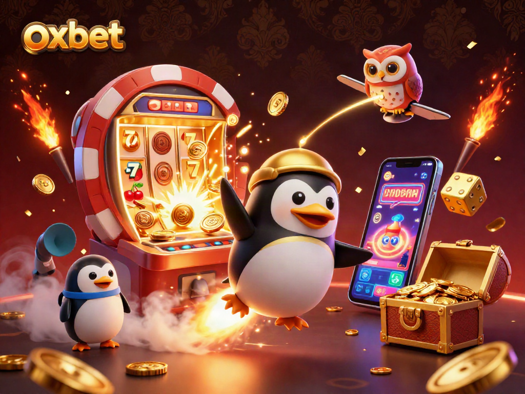 Experience excitement at OXBET with a dynamic rocket-powered penguin pursuing casino adventures.